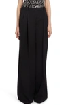 Versace Tailored Wide-leg Pants Front Pleats In Nero