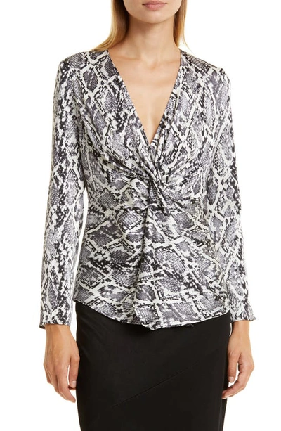 Donna Karan Print Twist Front Blouse In Python