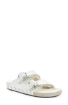 Isabel Marant Lennyo Studded Slide Sandal With Genuine Shearling Lining In Silver