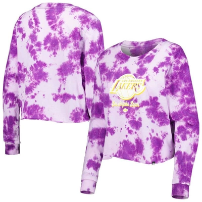 New Era Purple Los Angeles Lakers Tie Dye Cropped Long Sleeve T-shirt