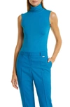 Hugo Boss Extra-slim-fit Sleeveless Rollneck Top In Stretch Fabric In Light Blue