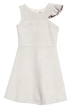 Ava & Yelly Kids' One-shoulder Ruffle Scuba Dress In Grey