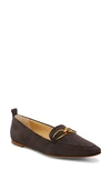 Veronica Beard Champlain Chain Pointed Toe Flat In Eclipse