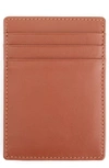 Royce New York Personalized Magnetic Money Clip Card Case In Tan- Deboss