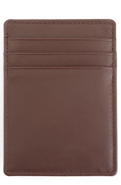 Royce New York Personalized Magnetic Money Clip Card Case In Brown- Gold Foil