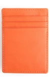 Royce New York Personalized Magnetic Money Clip Card Case In Burnt Orange- Deboss