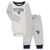 WES & WILLY INFANT WES & WILLY HEATHER GRAY WEST VIRGINIA MOUNTAINEERS JIE JIE LONG SLEEVE BODYSUIT & PANTS SET