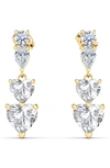 Hautecarat Lab Created Diamond Heart Drop Earrings In 18k Yellow Gold