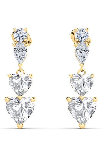 Hautecarat Lab Created Diamond Heart Drop Earrings In 18k Yellow Gold