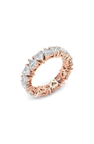 Hautecarat Alternating Hearts Lab Created Diamond Eternity Ring In 18k Rose Gold
