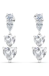 Hautecarat Lab Created Diamond Heart Drop Earrings In 18k White Gold