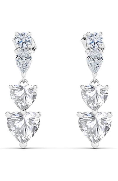 Hautecarat Lab Created Diamond Heart Drop Earrings In 18k White Gold