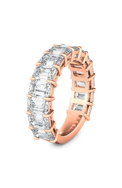 Hautecarat Emerald Cut Lab Created Diamond Eternity Ring In 18k Rose Gold