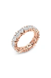 Hautecarat Alternating Hearts Lab Created Diamond Eternity Ring In 18k Rose Gold