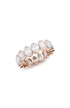 Hautecarat Oval Cut Lab Created Diamond Eternity Ring In 18k Rose Gold