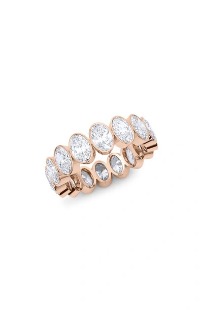 Hautecarat Oval Cut Lab Created Diamond Eternity Ring In 18k Rose Gold