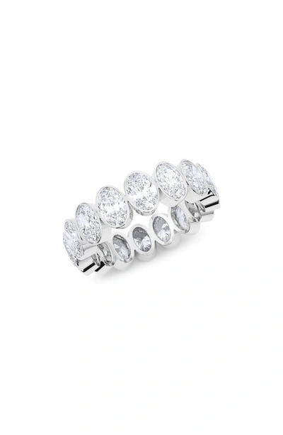 Hautecarat Oval Cut Lab Created Diamond Eternity Ring In 18k White Gold