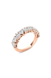 Hautecarat Alternating Hearts Lab Created Diamond Half Eternity Ring In 18k Rose Gold