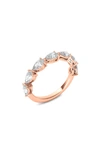 Hautecarat Pear Cut Lab Created Diamond Half Eternity Ring In 18k Rose Gold