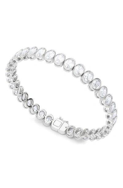 Hautecarat Oval Cut Lab Created Diamond Tennis Bracelet In 18k White Gold