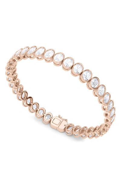 Hautecarat Oval Cut Lab Created Diamond Tennis Bracelet In 18k Rose Gold