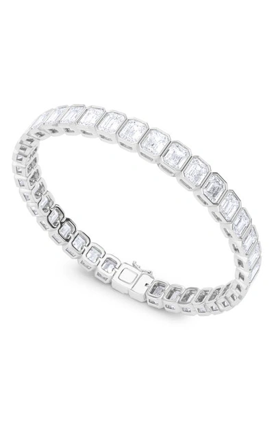 Hautecarat Emerald Cut Lab Created Diamond Tennis Bracelet In 18k White Gold