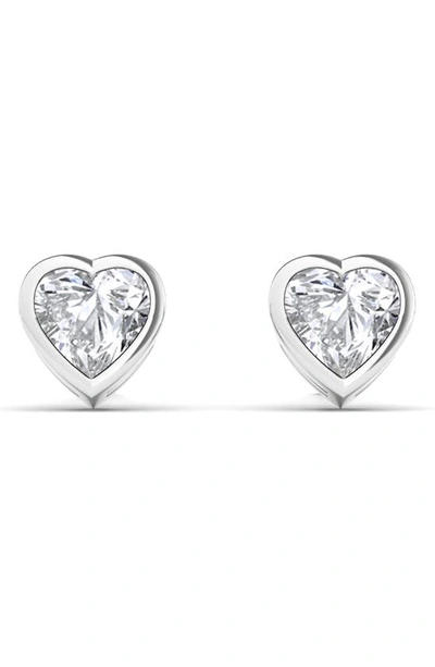 Hautecarat Lab Created Diamond Heart Stud Earrings In 18k White Gold