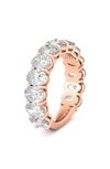 Hautecarat 3/4 Oval Cut Lab Created Diamond Eternity Ring In 18k Rose Gold