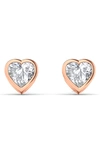 Hautecarat Lab Created Diamond Heart Stud Earrings In 18k Rose Gold