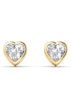 Hautecarat Lab Created Diamond Heart Stud Earrings In 18k Yellow Gold