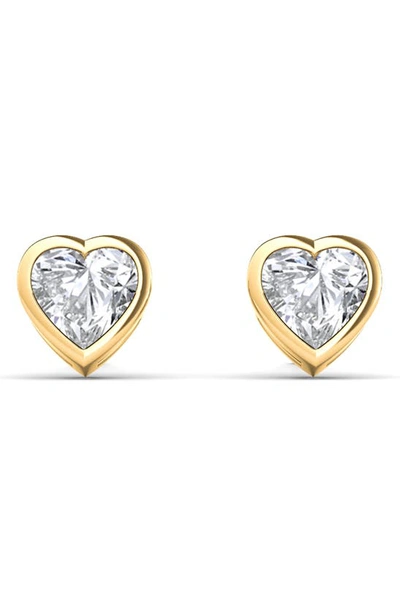 Hautecarat Lab Created Diamond Heart Stud Earrings In 18k Yellow Gold