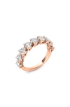 Hautecarat Heart Cut Lab Created Diamond Half Eternity Ring In 18k Rose Gold