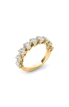 Hautecarat Heart Cut Lab Created Diamond Half Eternity Ring In 18k Yellow Gold