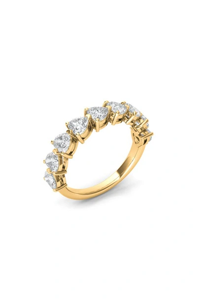 Hautecarat Heart Cut Lab Created Diamond Half Eternity Ring In 18k Yellow Gold