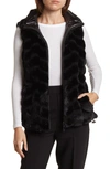 Via Spiga Chevron Faux Fur Reversible Vest In Black