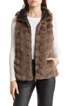 Via Spiga Chevron Faux Fur Reversible Vest In Taupe