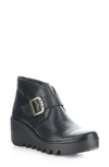 Fly London Brit Wedge Bootie In Black Arkansas Leather