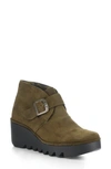 Fly London Brit Wedge Bootie In Sludge Oil Suede