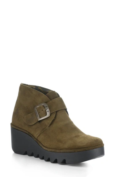 Fly London Brit Wedge Bootie In Sludge Oil Suede