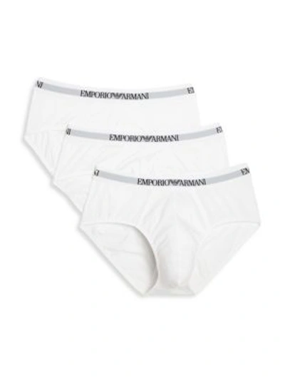 Emporio Armani Mens White Pack Of Two Slim-fit Stretch-cotton Briefs Xl