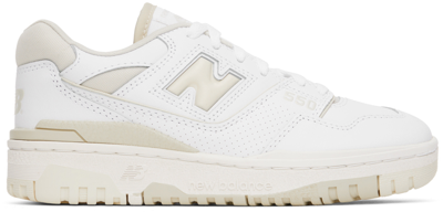 New Balance White 550 Trainers In Silver Birch