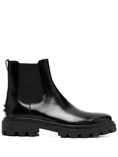 Tod's Mens Black Leather Ankle Boots