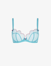 AGENT PROVOCATEUR AGENT PROVOCATEUR WOMENS TEAL/PINK LORNA SCALLOPED MESH UNDERWIRED BRA,59319932