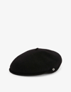 Marine Serre Moon-embroidered Wool Beret In Black