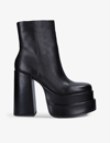 Steve Madden Cobra Platform Heeled Leather Ankle Boots In Black