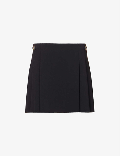 Low Classic Logo-chain Pleated Woven Mini Skirt In Navy