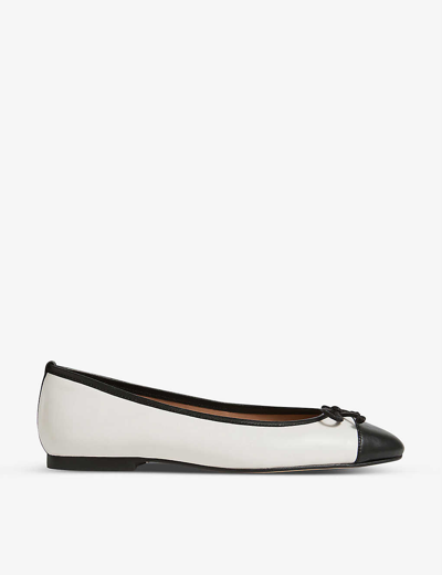 Lk Bennett Kara Toe-cap Leather Ballerina Pumps In Mul-white/black