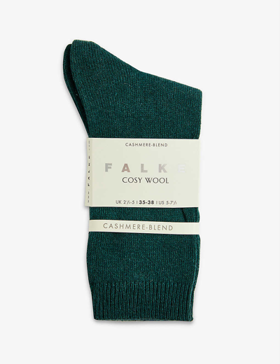 Falke Ribbed Ankle-rise Woven Socks In Hunter Green