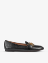 Lk Bennett Daphne Croc-effect Snaffle-detail Leather Loafers In Bla-black