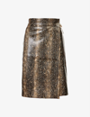 Ganni Snake Print Wrap Midi Skirt In Snake Starfish In Snake Starfish